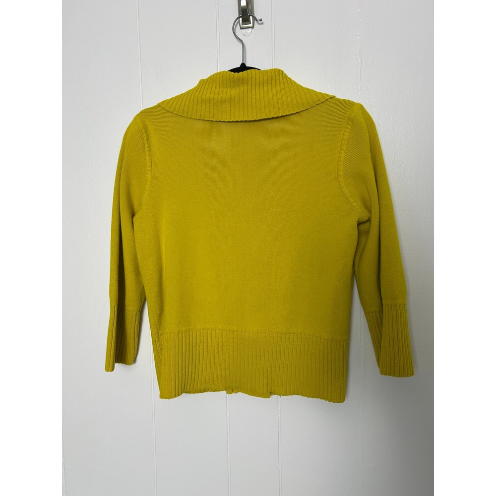 John Paul Richard Cardigan Women M Yellow Large Button Collared Ribbed Mod Retro - Picture 2 of 12